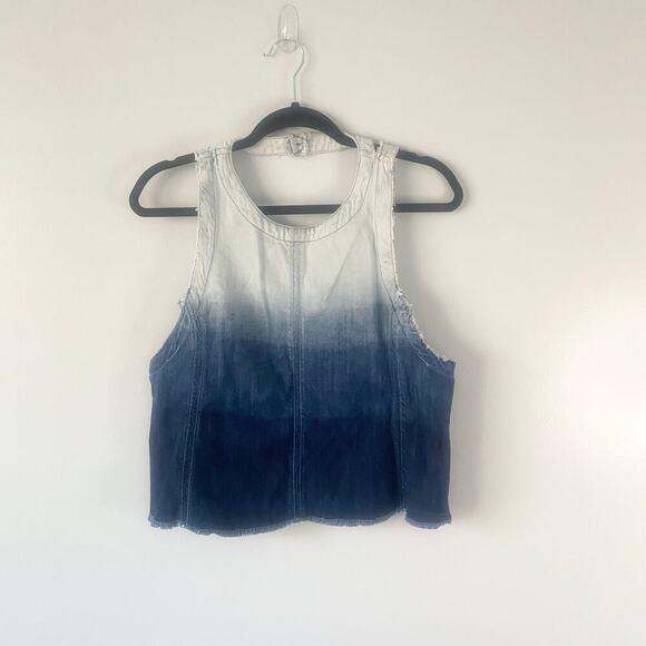 Free People We‎ The Free People Call on Me Ombre Denim Crop Top Size Small - Picture 1 of 4